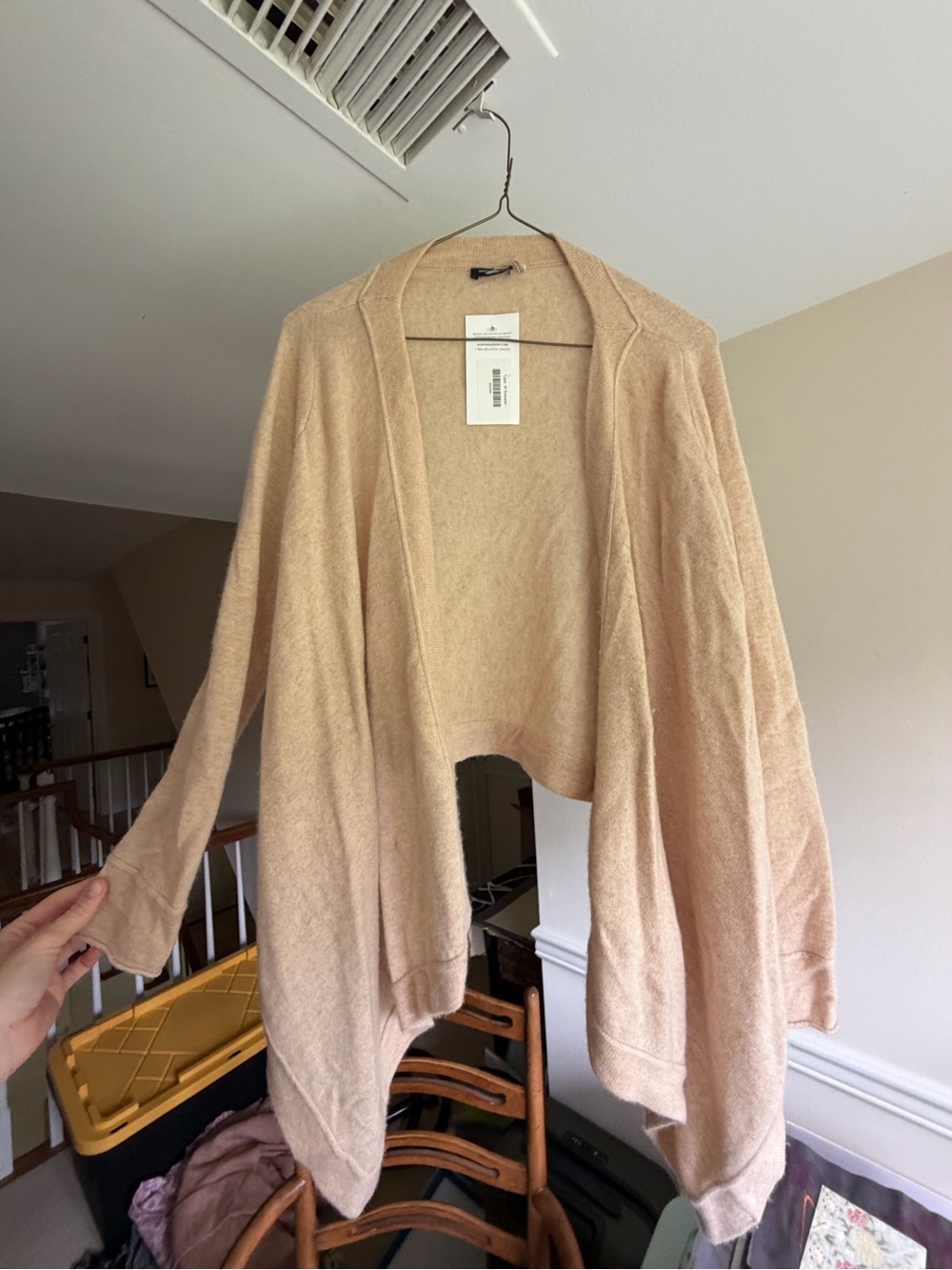 Magaschoni Open-Front Draped Cardigan in Light Beige